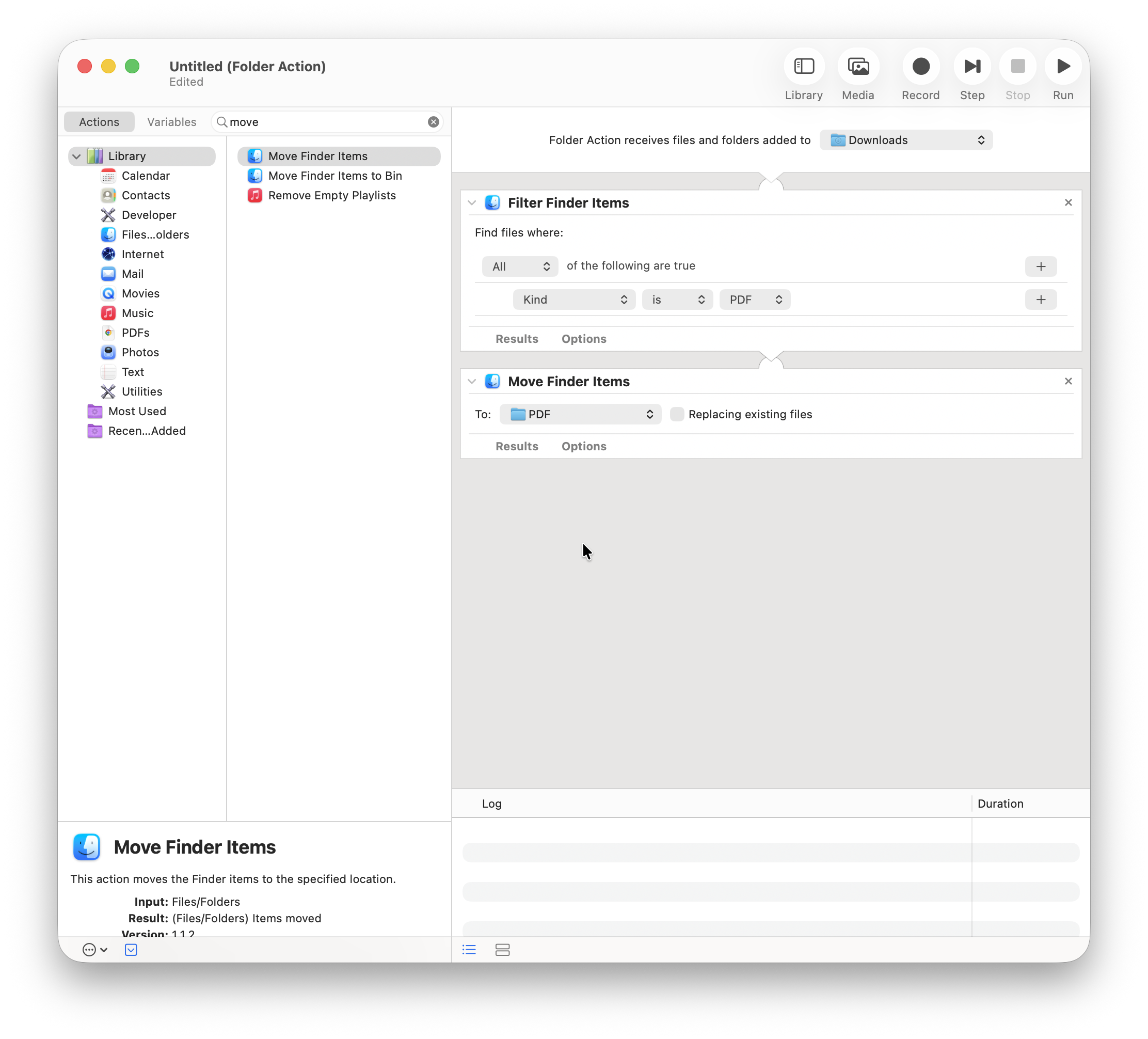 Basic Automator workflow for organizing Mac Downloads folder automatically